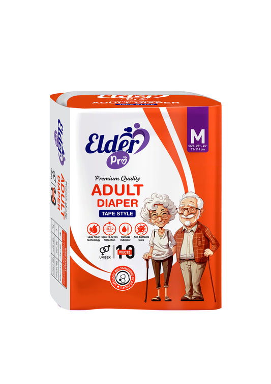 "Elder Pro" Adult Tape Style Premium Diaper Size M-10 (28"-45") Waist Size